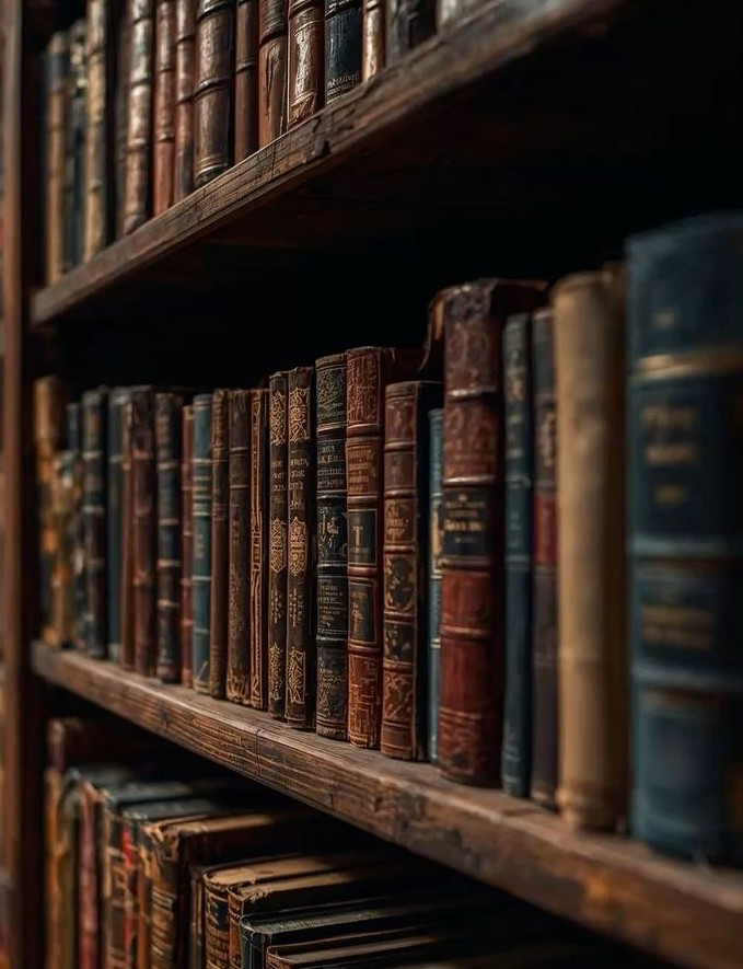 Rows of books in an old library representing accumulated knowledge