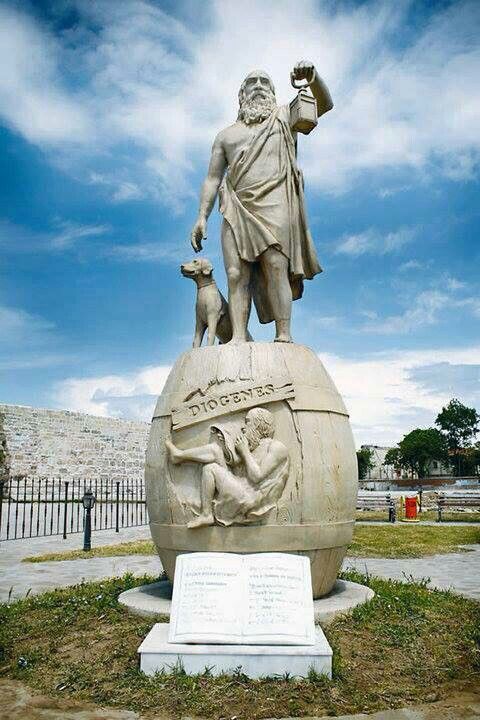 Artistic depiction of Diogenes of Sinope carrying a lantern during the day