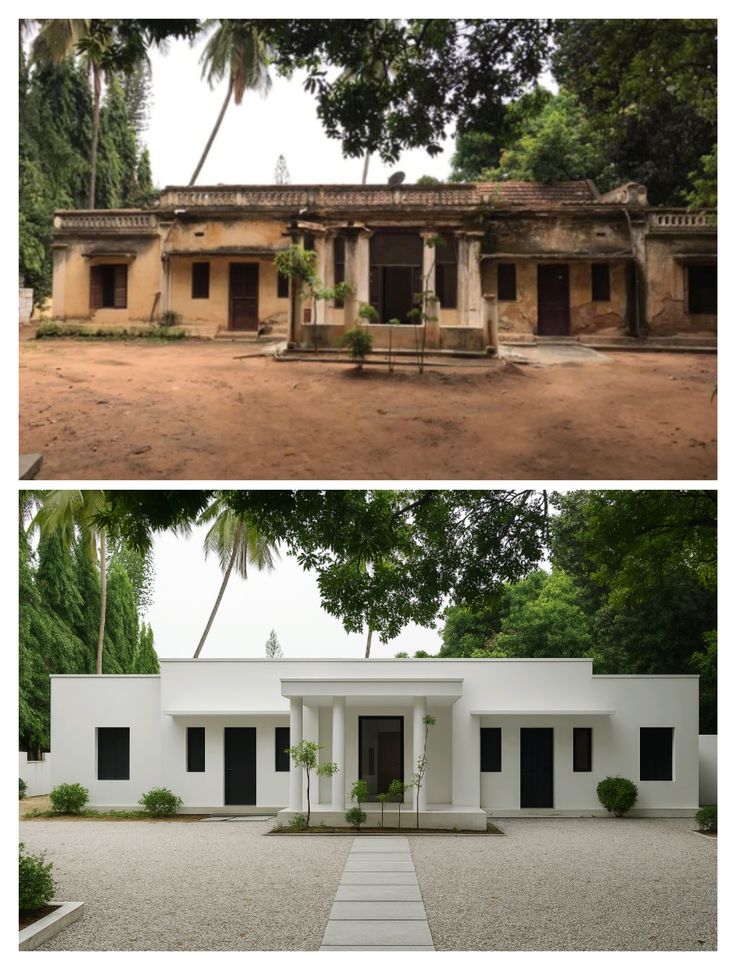 An old family home with visible signs of renovation over time