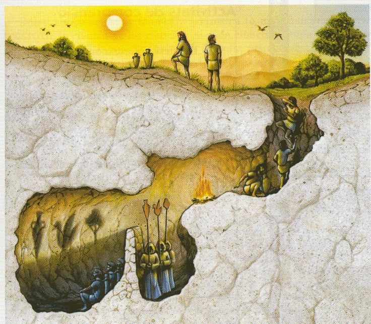 Artistic representation of Plato's Allegory of the Cave