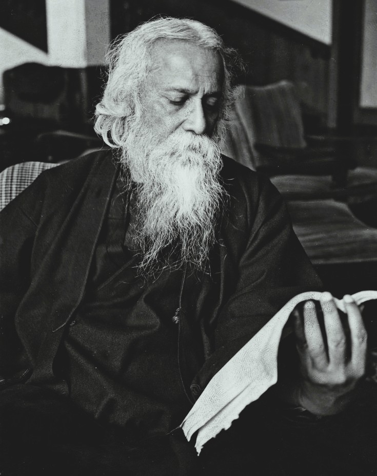 Portrait-style representation of Rabindranath Tagore
