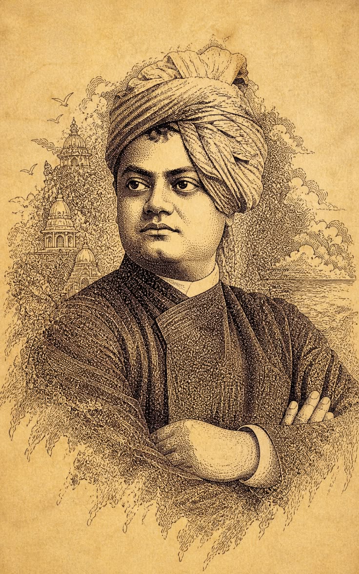 Portrait of Swami Vivekananda, Indian philosopher and Vedanta teacher